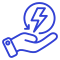 Blue lightning bolt in hand