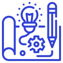 Creative planning symbol in blue outline
