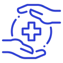 Medical care icon with blue outline