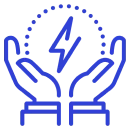 Hands holding energy symbol