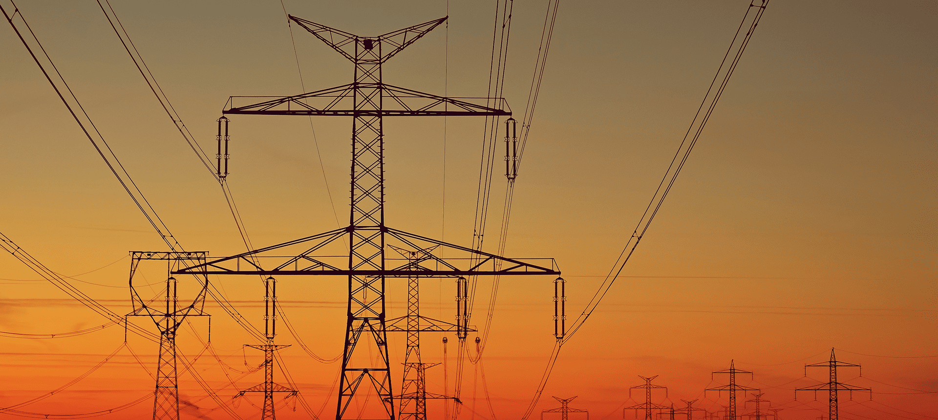 Power lines at sunset