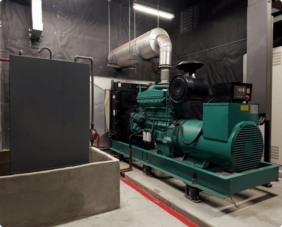 Power generator in a dimly lit room