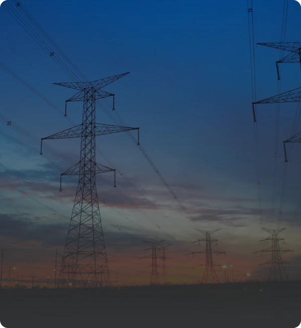 Power lines at sunset