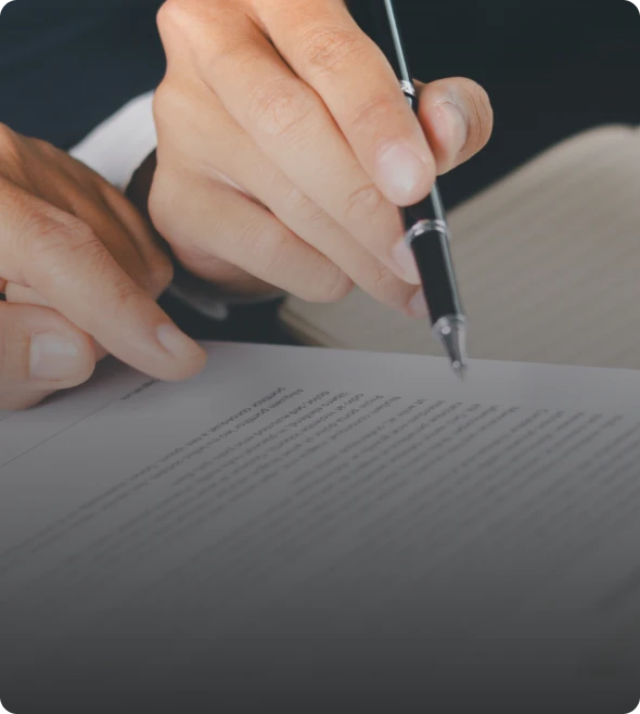 Writing on a document with pen